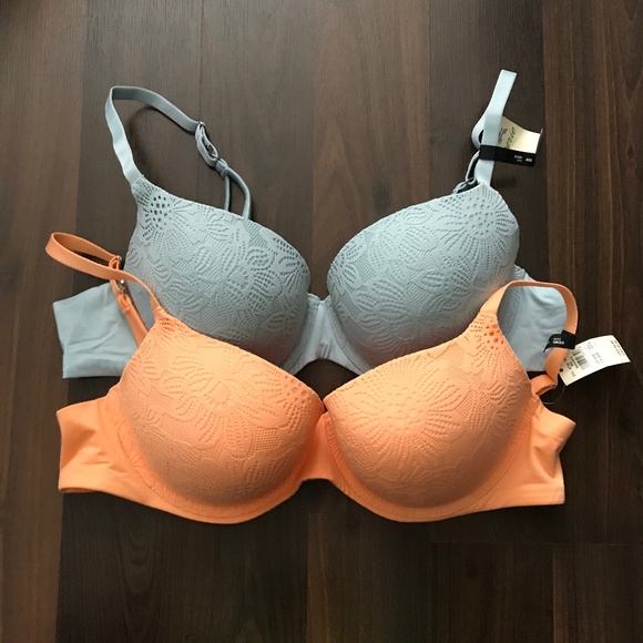 aerie Other - NWT Aerie Real Sunnie Demi Push Up Bloom Lace Bras 40B Orange and Blue